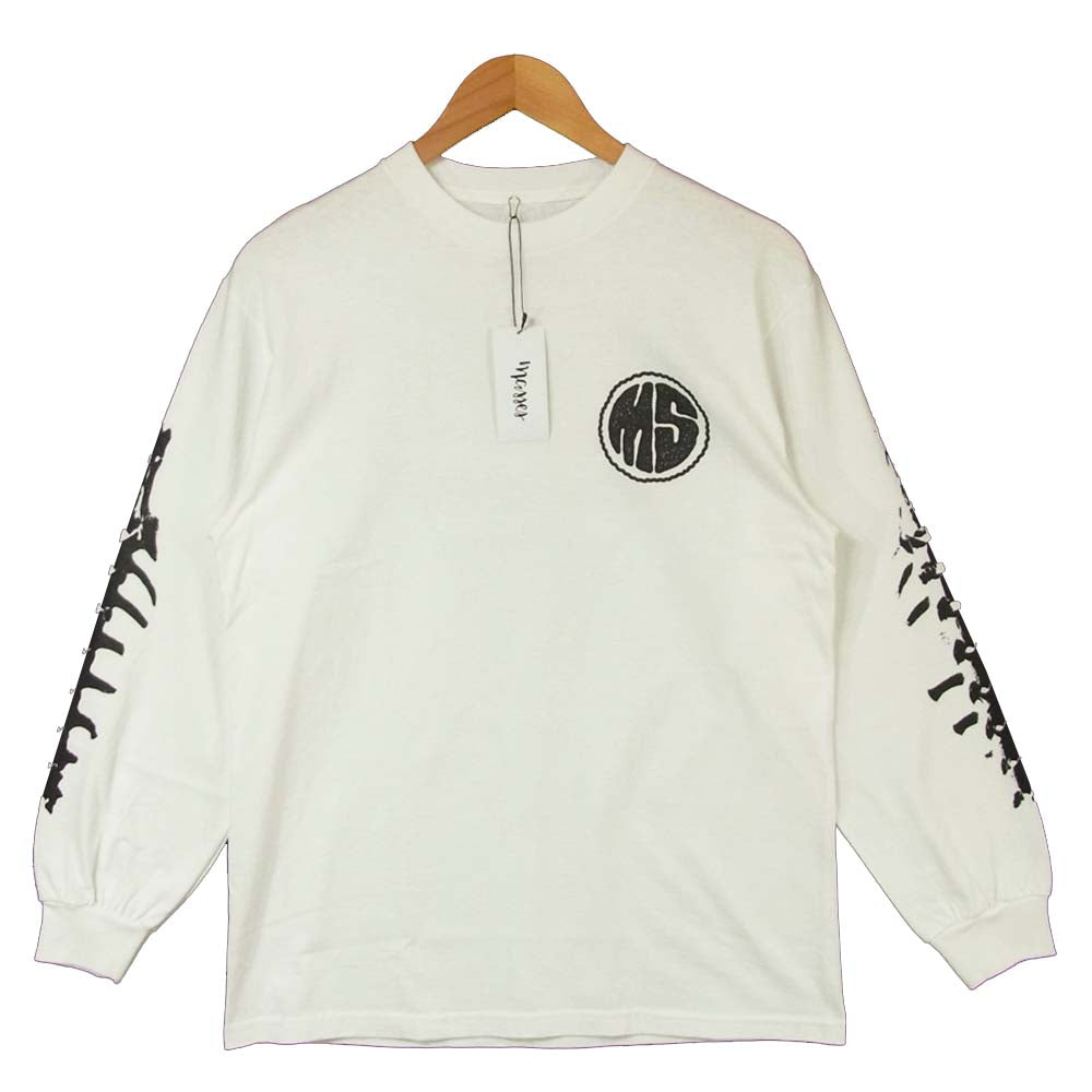 マシス T-SHIRTS L/S BONES ボーンズ 長袖 Tシャツ コットン 日本製 ホワイト系 M【極上美品】【中古】