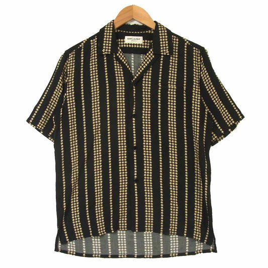 SAINT LAURENT サンローラン 19SS 507592 国内正規品 スター ストライプ レーヨン 半袖 シャツ ブラック系 38【中古】