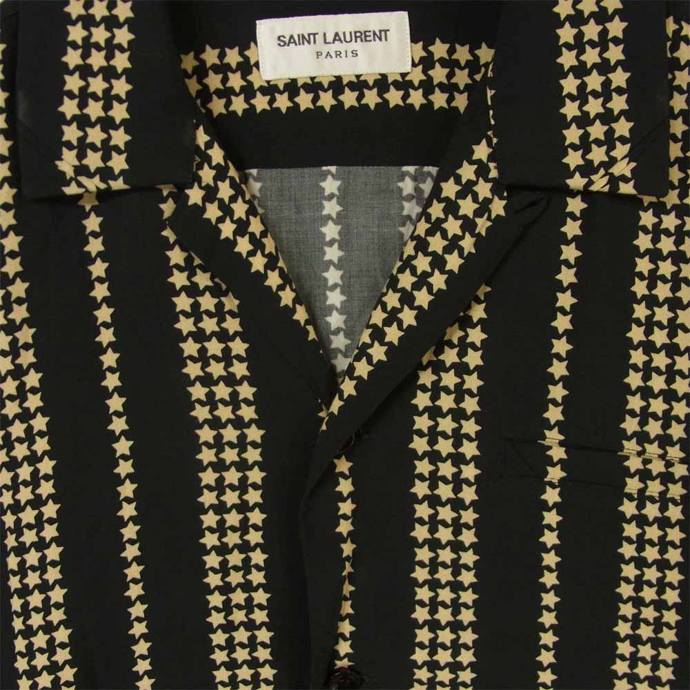SAINT LAURENT サンローラン 19SS 507592 国内正規品 スター ストライプ レーヨン 半袖 シャツ ブラック系 38【中古】