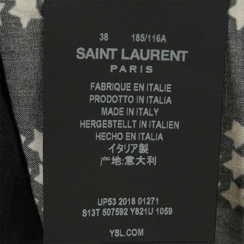 SAINT LAURENT サンローラン 19SS 507592 国内正規品 スター ストライプ レーヨン 半袖 シャツ ブラック系 38【中古】
