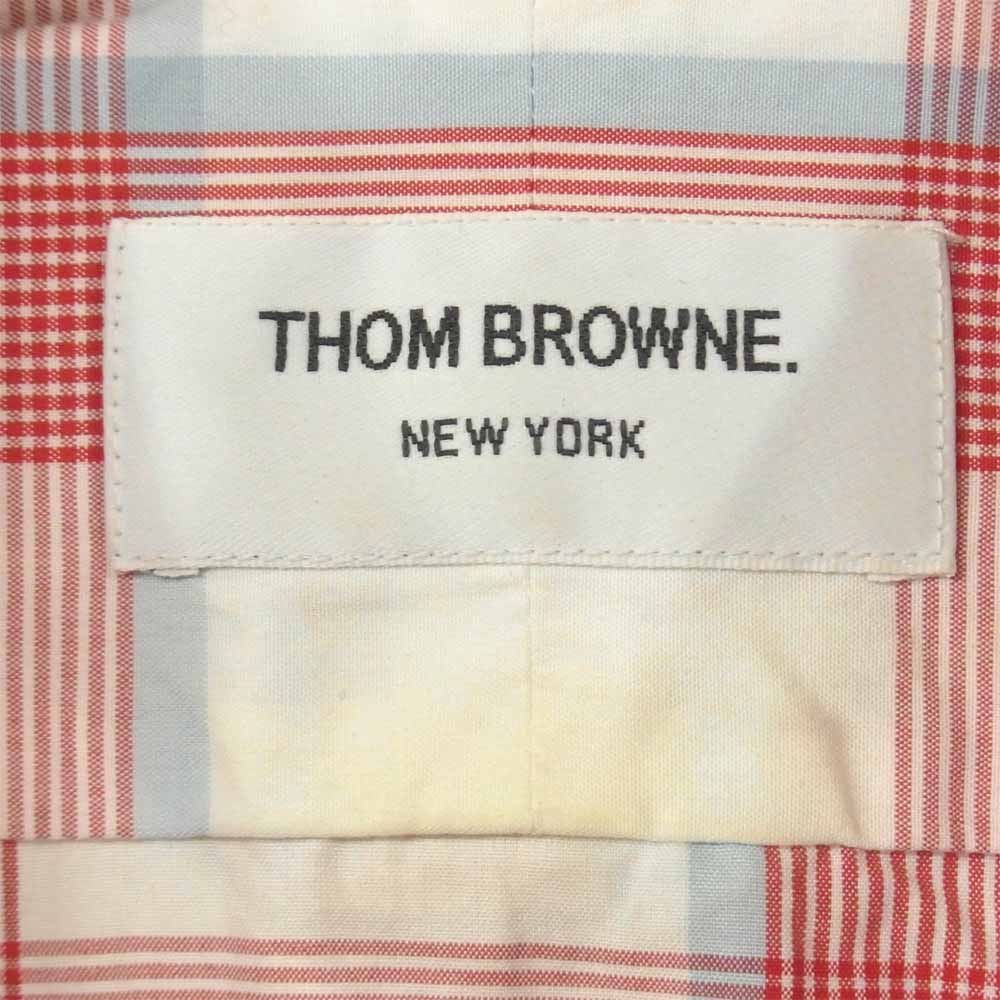 THOM BROWNE トムブラウン チェック 半袖 シャツ コットン アメリカ製 レッド系 ホワイト系【中古】