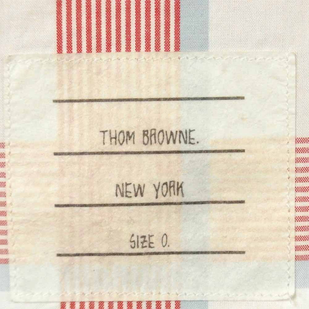 THOM BROWNE トムブラウン チェック 半袖 シャツ コットン アメリカ製 レッド系 ホワイト系【中古】