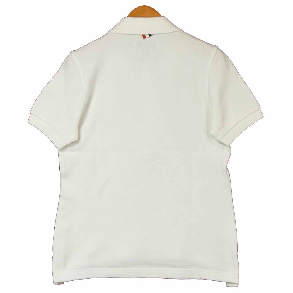 THOM BROWNE トムブラウン SHORT SLEEVE POLO コットン 半袖 ポロシャツ 日本製 ホワイト系 00【中古】