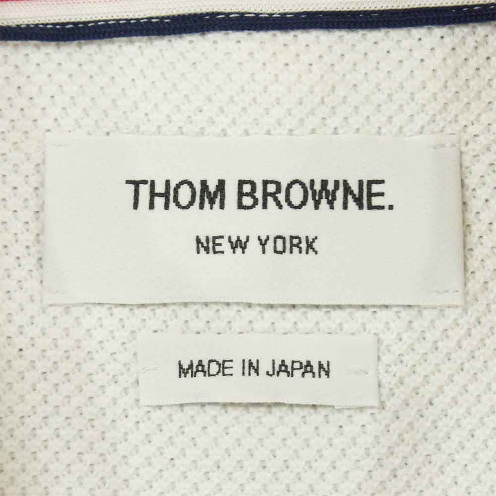 THOM BROWNE トムブラウン SHORT SLEEVE POLO コットン 半袖 ポロシャツ 日本製 ホワイト系 00【中古】