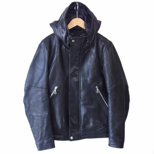 schott ショット HOODED RIDERS JACKET フーデッド ライダース ジャケット ブラック系 S【中古】