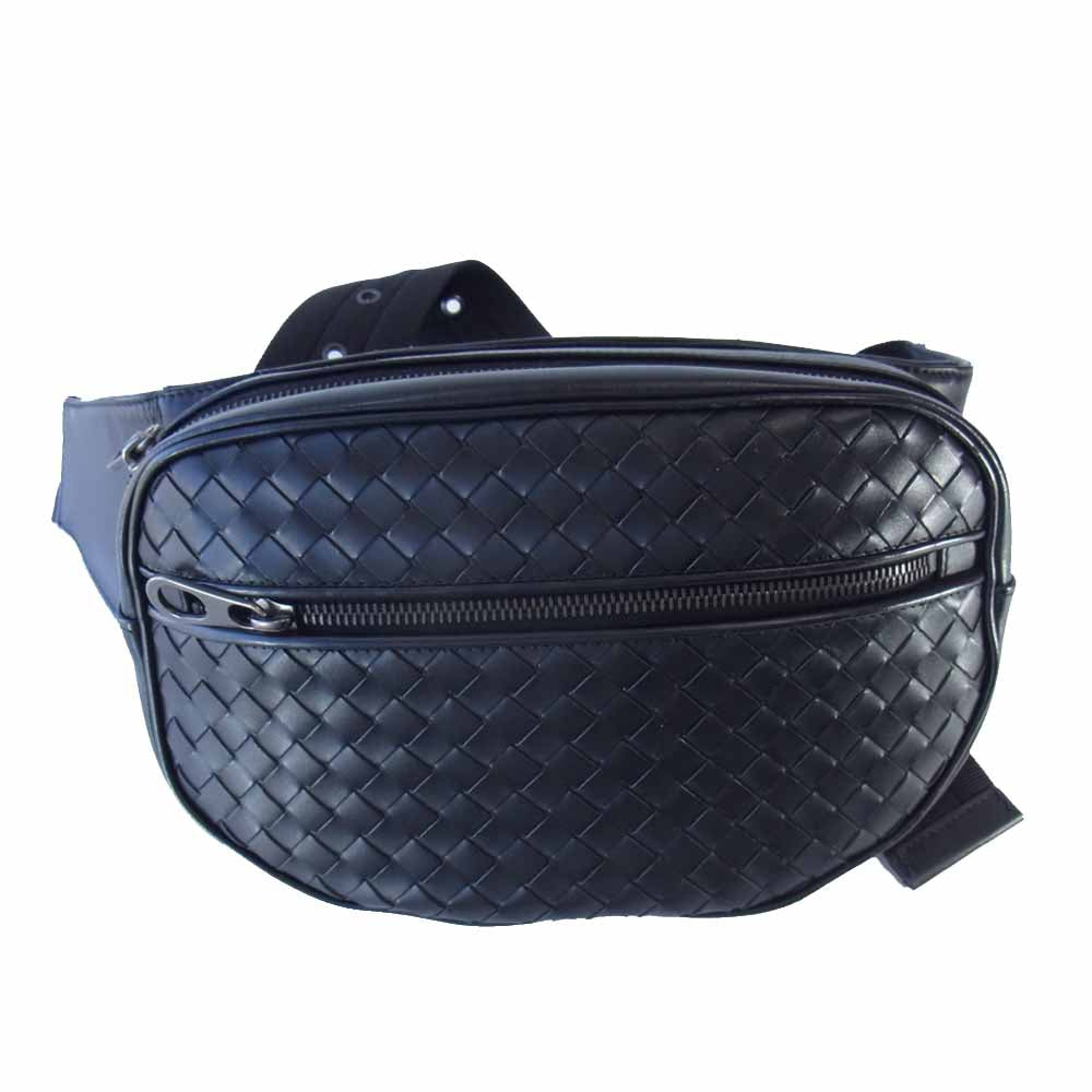 BOTTEGAVENETA ボッテガヴェネタ 520452 イントレチャート ボディバッグ ウエストポーチ ブラック系【中古】