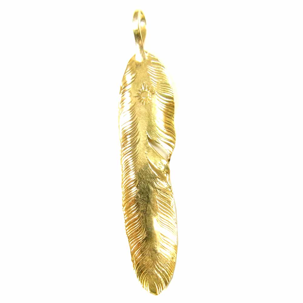 ARIZONA FREEDOM アリゾナフリーダム 18K 全金 フェザー ペンダント トップ 60mm ゴールド系【中古】