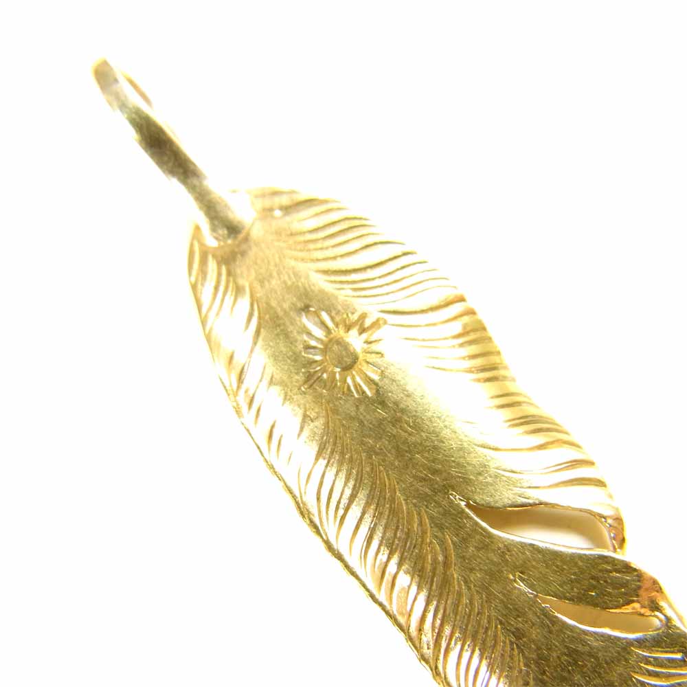 ARIZONA FREEDOM アリゾナフリーダム 18K 全金 フェザー ペンダント トップ 60mm ゴールド系【中古】