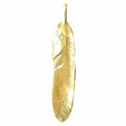 ARIZONA FREEDOM アリゾナフリーダム 18K 全金 フェザー ペンダント トップ 60mm ゴールド系【中古】
