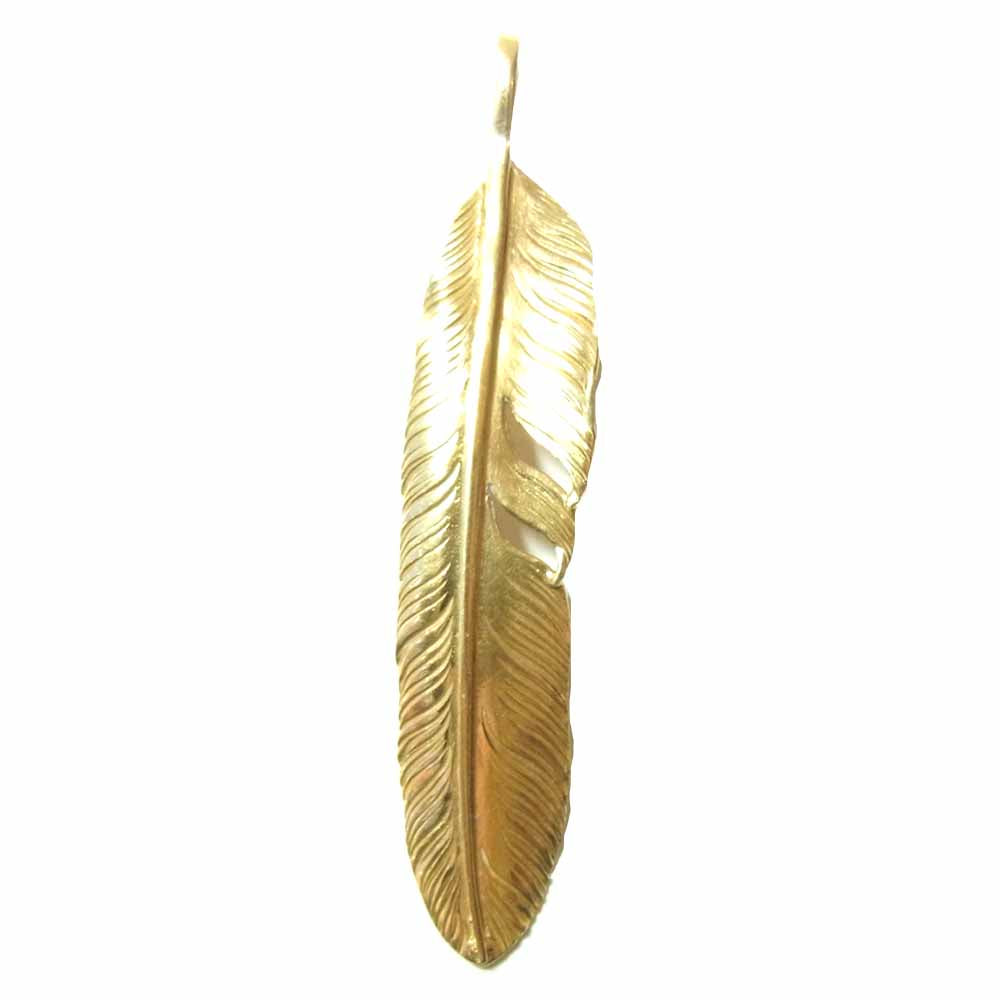 ARIZONA FREEDOM アリゾナフリーダム 18K 全金 フェザー ペンダント トップ 60mm ゴールド系【中古】