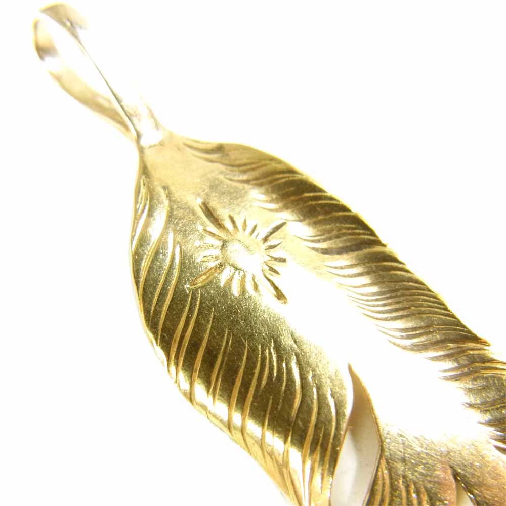 ARIZONA FREEDOM アリゾナフリーダム 18K 全金 フェザー ペンダント トップ 70mm ゴールド系【中古】