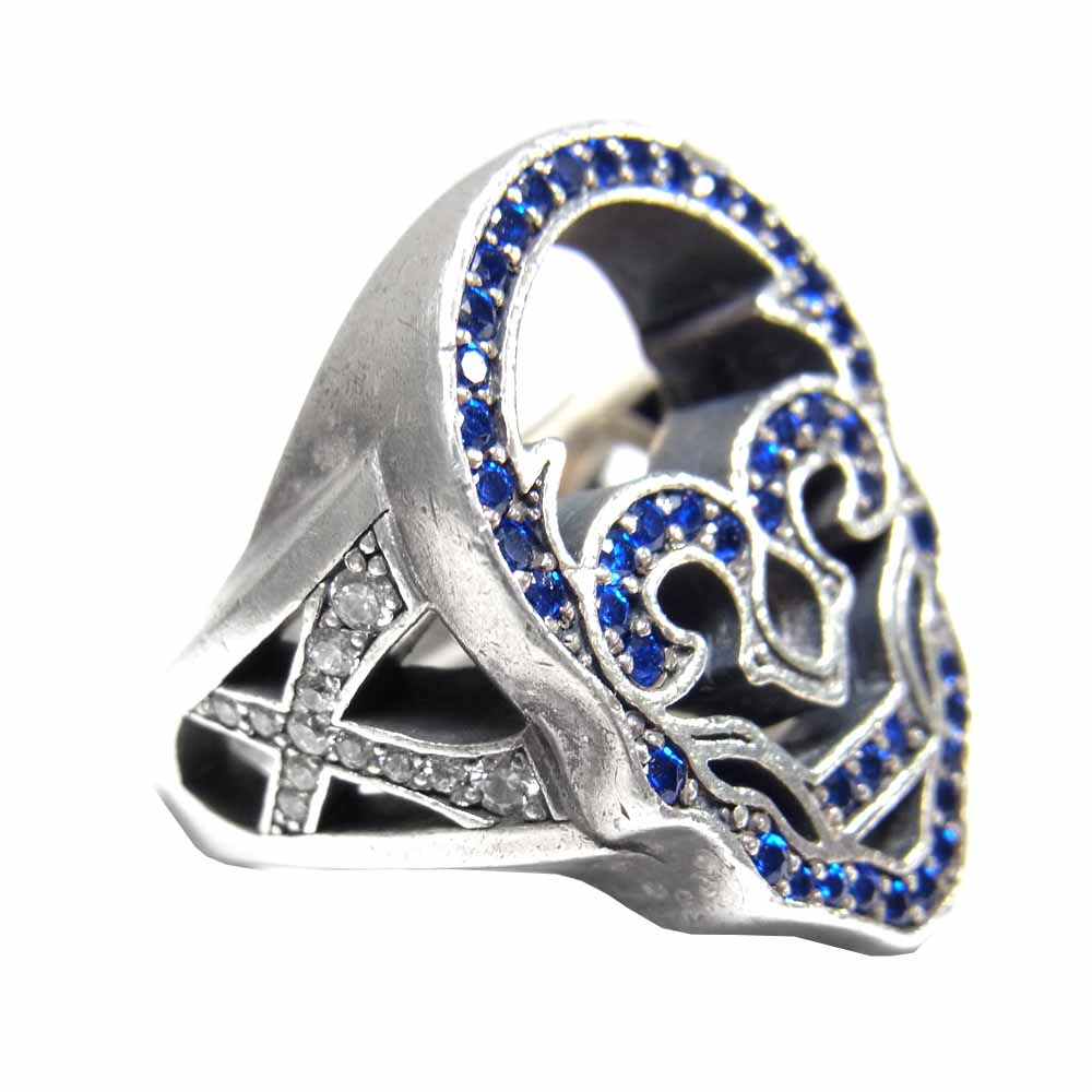 Justin Davis ジャスティンデイビス SRJ560 内山秀雄 HOLLOW SKULL RING ハロー スカル リング シルバー系 17号程度【中古】