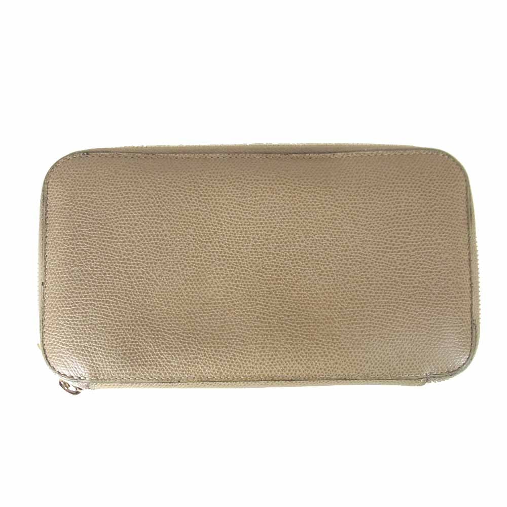 ヴァレクストラ レザー ラウンドファスナー 長財布 ベージュ系【中古】