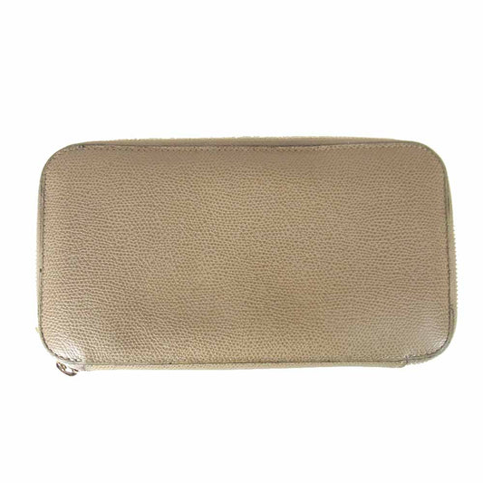 ヴァレクストラ レザー ラウンドファスナー 長財布 ベージュ系【中古】