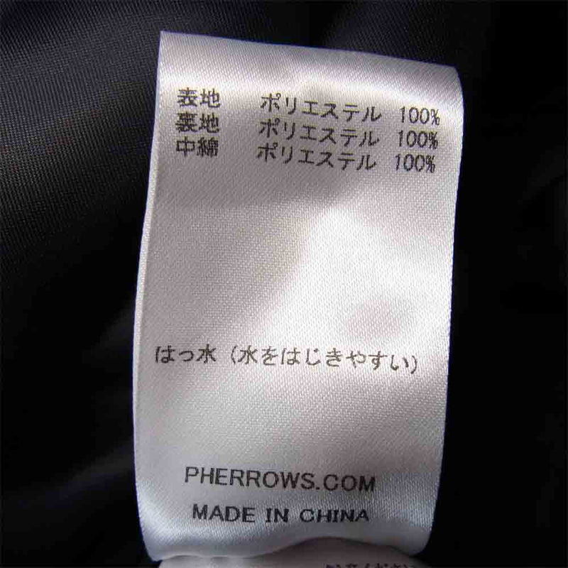 Pherrow's フェローズ 20AW-PSCC1 中綿 ステンカラー コート ブラック系 L【中古】