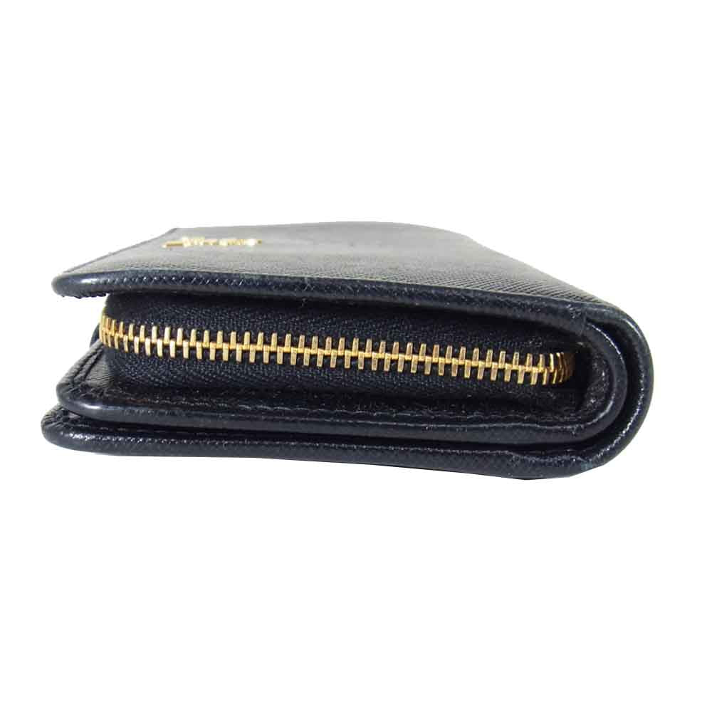 PRADA プラダ SAFFIANO サフィアーノ 二つ折り ウオレット 財布 ブラック系【中古】