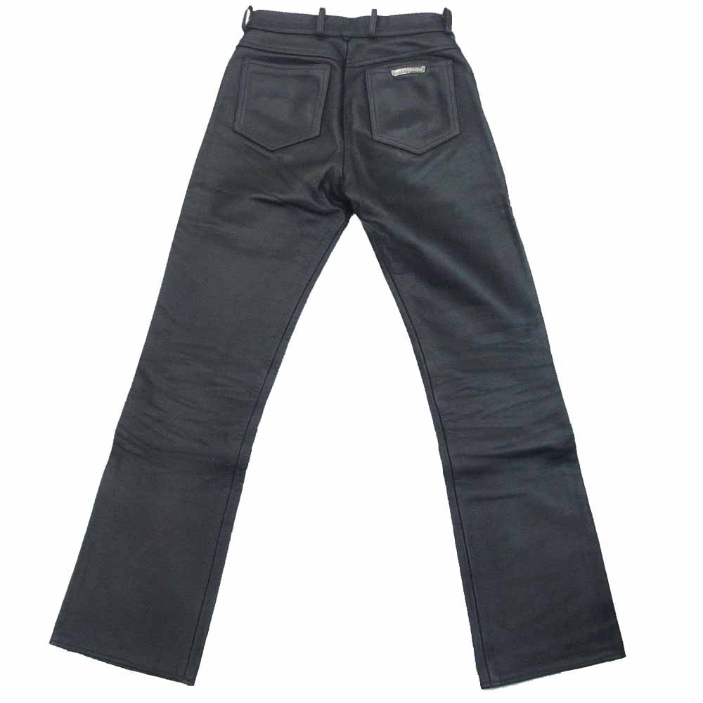 CHROME HEARTS クロムハーツ（原本無） 国内正規取扱店注文請書付属 LTHR PANTS フレアニー レザー パンツ ブラック系【中古】