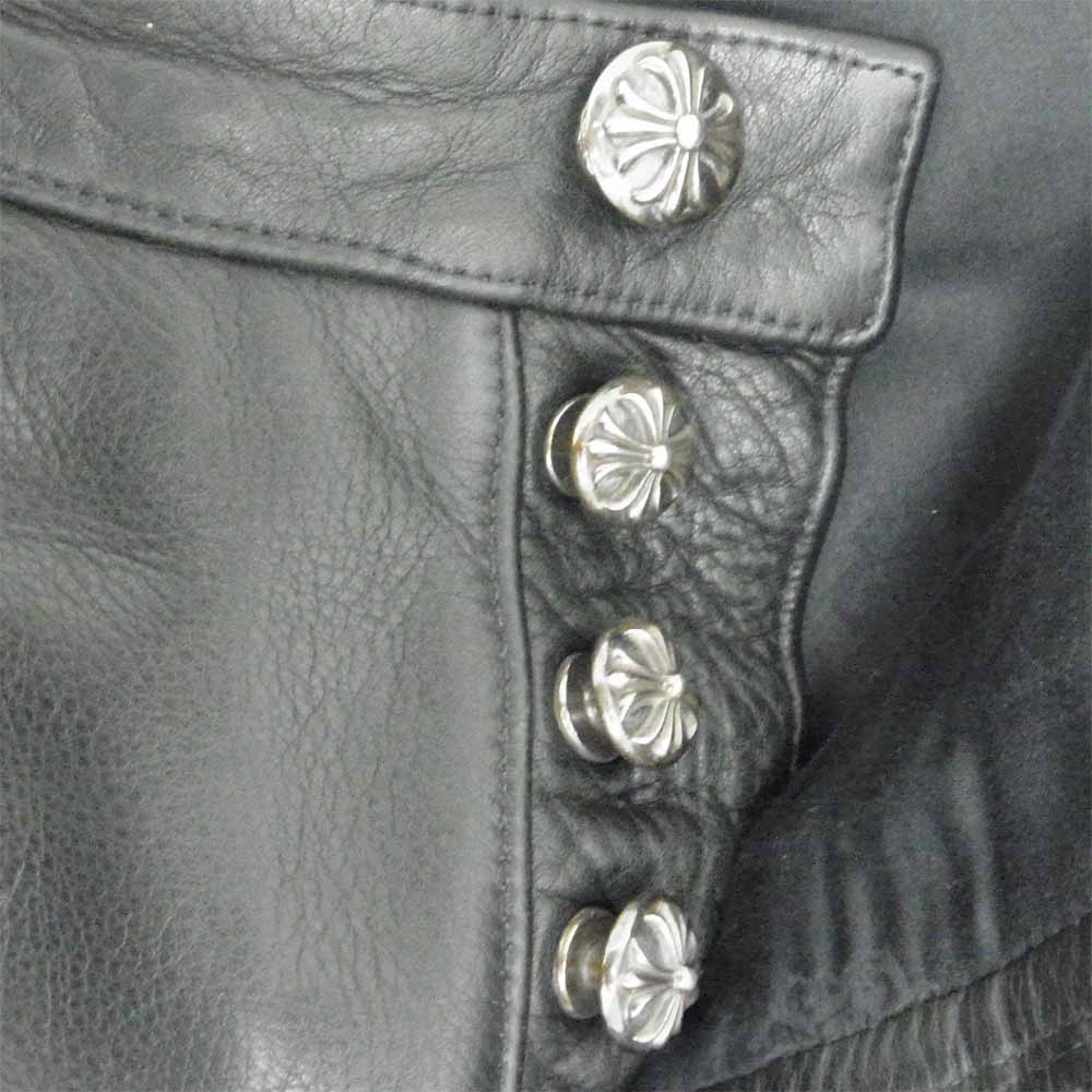 CHROME HEARTS クロムハーツ（原本無） 国内正規取扱店注文請書付属 LTHR PANTS フレアニー レザー パンツ ブラック系【中古】