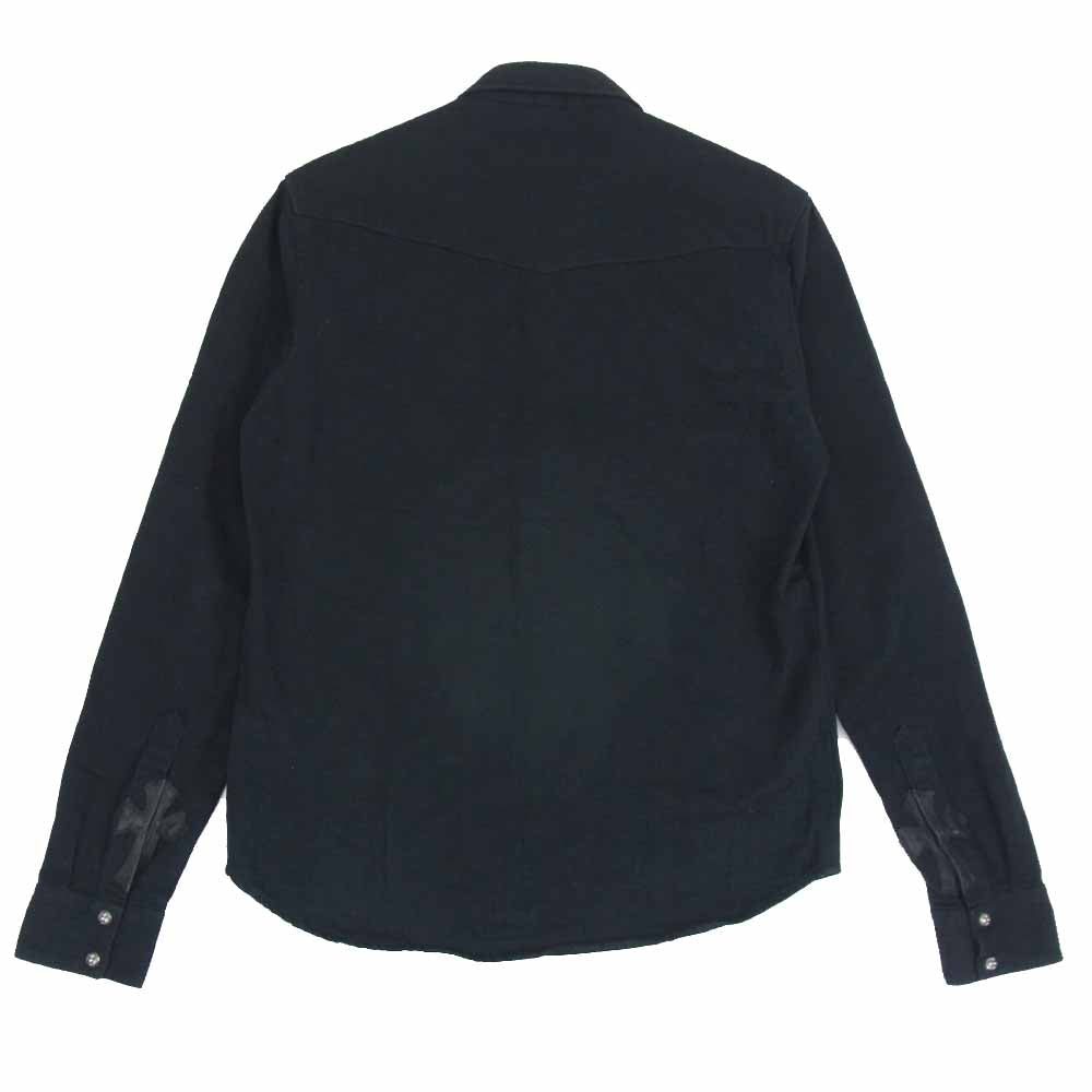 CHROME HEARTS クロムハーツ（原本無） 国内正規品 DENIM WESTERN クロスボール デニム ウエスタン シャツ ブラック系 SM【中古】