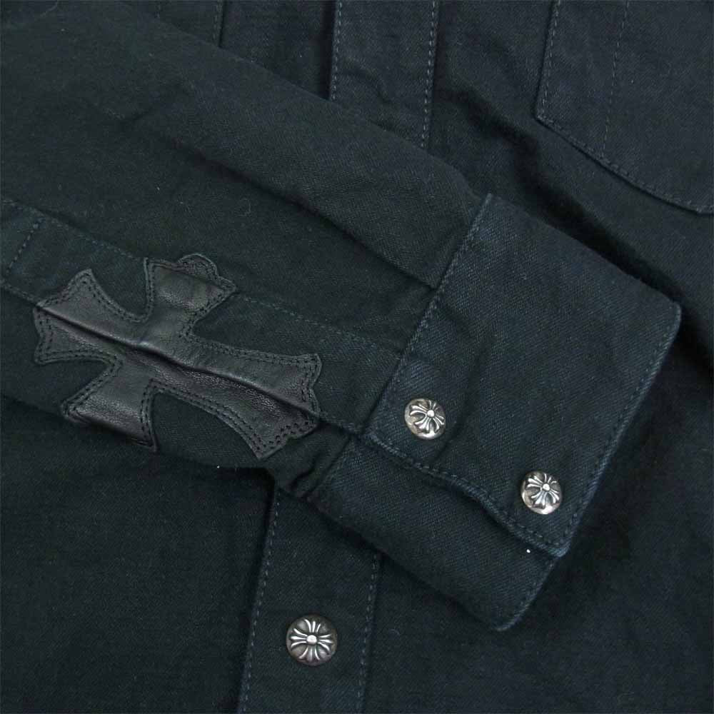 CHROME HEARTS クロムハーツ（原本無） 国内正規品 DENIM WESTERN クロスボール デニム ウエスタン シャツ ブラック系 SM【中古】