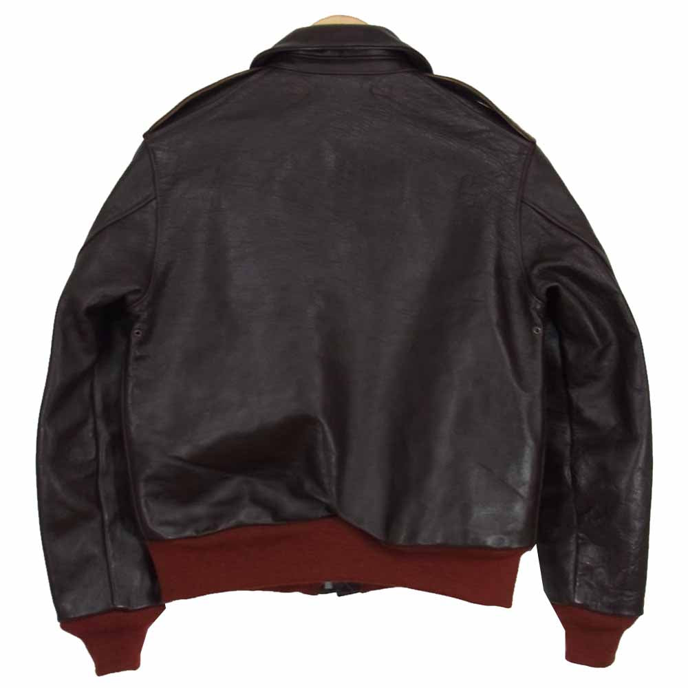 THE FEW ザフュー W535 AC 16159 ROUGHWEAR ラフウェア実名復刻 赤リブ JOLLY ROGERS A-2 フライト ジャケット ブラウン系 34【美品】【中古】