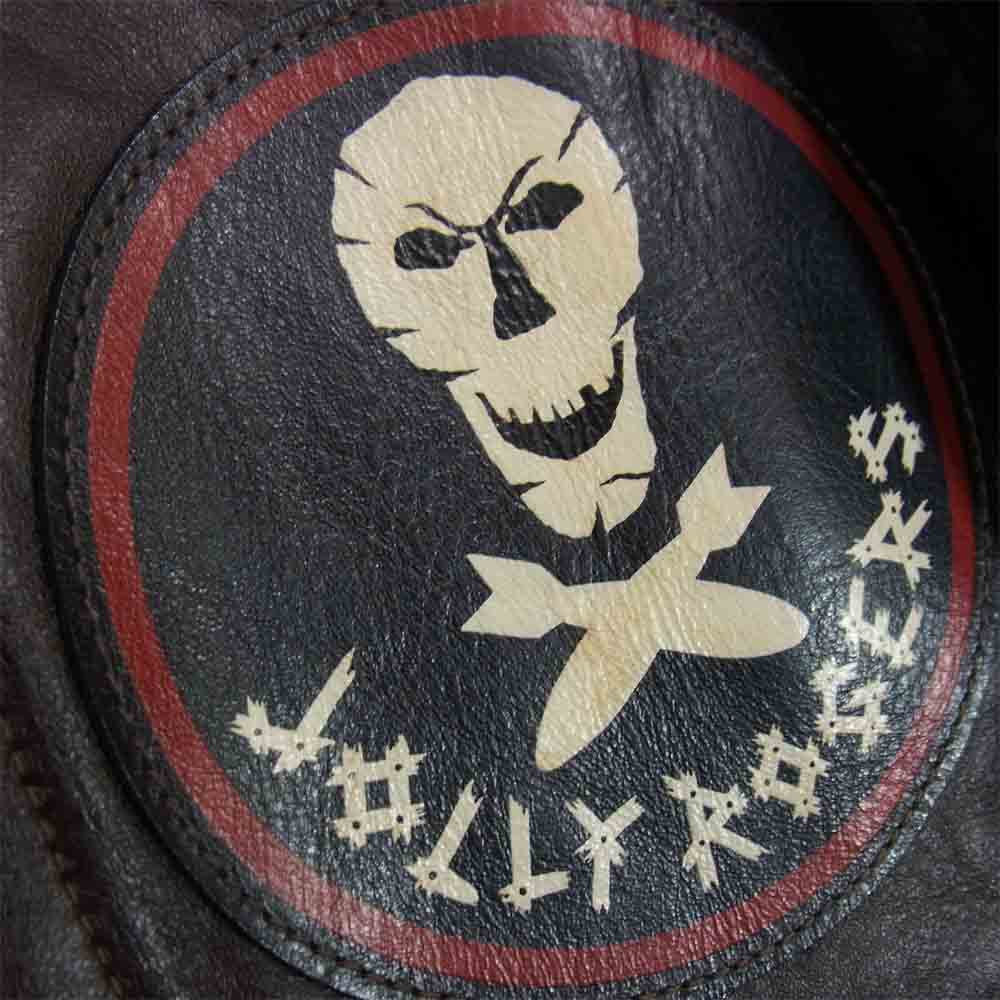 THE FEW ザフュー W535 AC 16159 ROUGHWEAR ラフウェア実名復刻 赤リブ JOLLY ROGERS A-2 フライト ジャケット ブラウン系 34【美品】【中古】