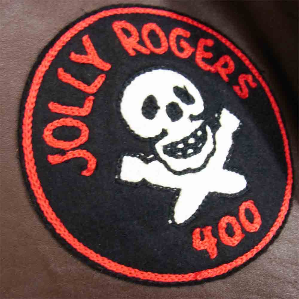 The REAL McCOY'S ザリアルマッコイズ 42-1401P ROUGHWEAR ラフウェア実名復刻 JOLLY ROGERS ブラック パイレーツ A-2 フライト ジャケット ブラウン系 34【美品】【中古】