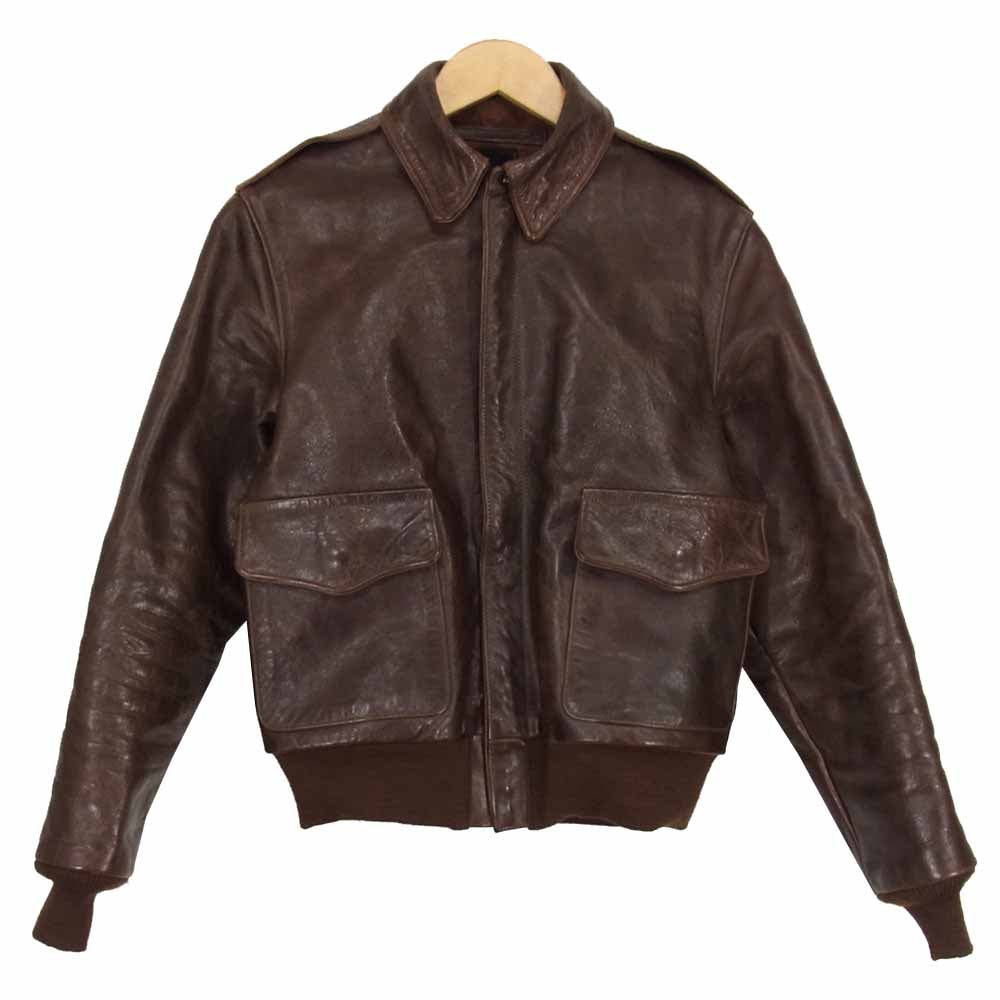 TOY'S McCOY トイズマッコイ W535AC-23380 ROUGHWEAR ラフウェア実名復刻 クラウンジップ A-2 フライト ジャケット ブラウン系 34【美品】【中古】