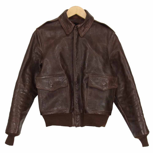 TOY'S McCOY トイズマッコイ W535AC-23380 ROUGHWEAR ラフウェア実名復刻 クラウンジップ A-2 フライト ジャケット ブラウン系 34【美品】【中古】