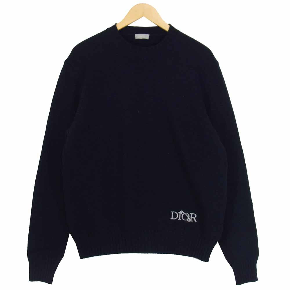 DIOR HOMME ディオールオム × ジュディ ブレイム JUDY BLAME 20AW 013M602BT213 ロゴ刺? ニット ネイビー系 L【美品】【中古】