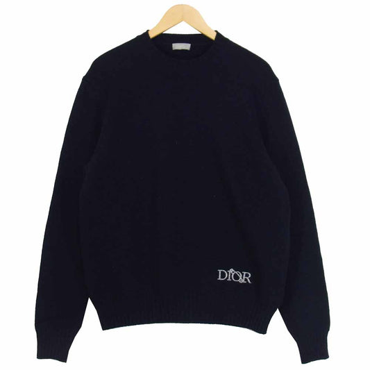 DIOR HOMME ディオールオム × ジュディ ブレイム JUDY BLAME 20AW 013M602BT213 ロゴ刺? ニット ネイビー系 L【美品】【中古】