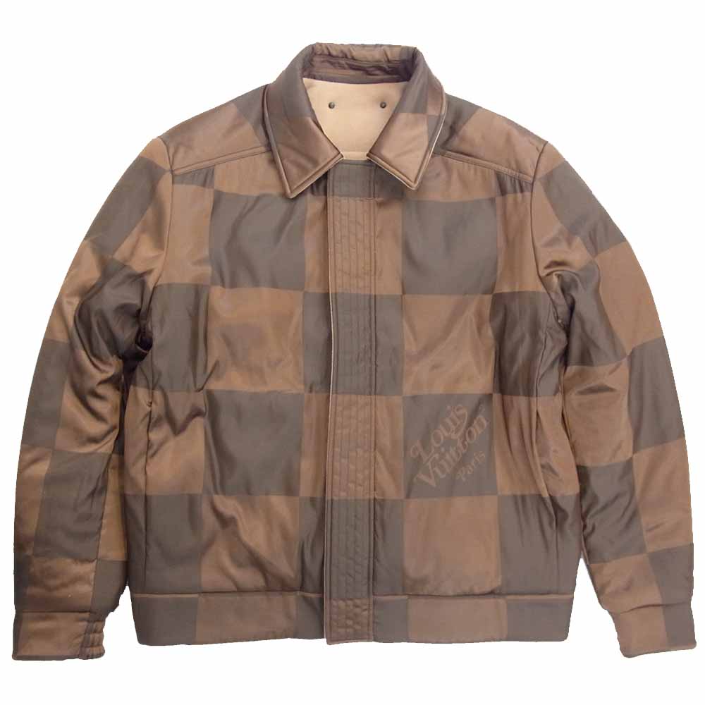 LOUIS VUITTON ルイ・ヴィトン × NIGO 国内正規品 20AW 1A81PQ リバーシブル ダミエ ジャイアント ボンバー ジャケット ブラウン系 50【美品】【中古】