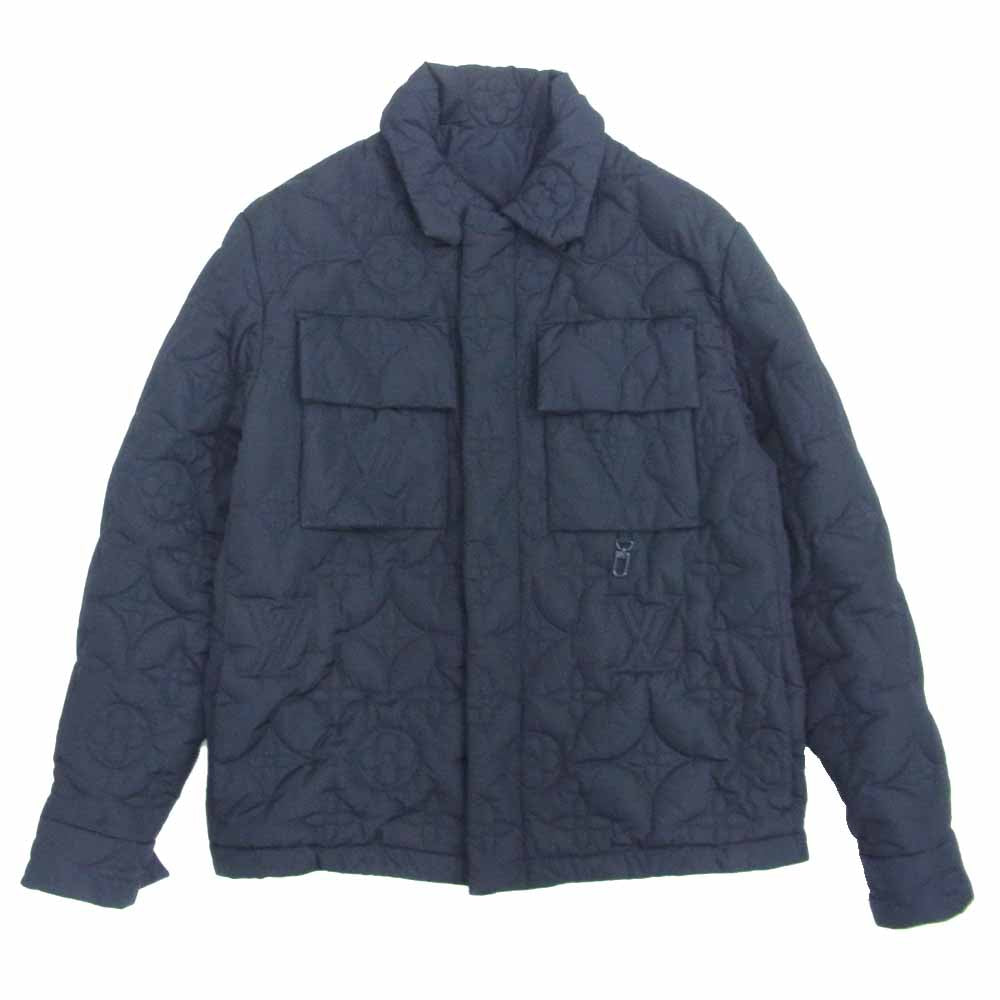LOUIS VUITTON ルイ・ヴィトン 国内正規品 20SS 1A8HEY モノグラム ライト パデッド ブルゾン ネイビー系 46【美品】【中古】