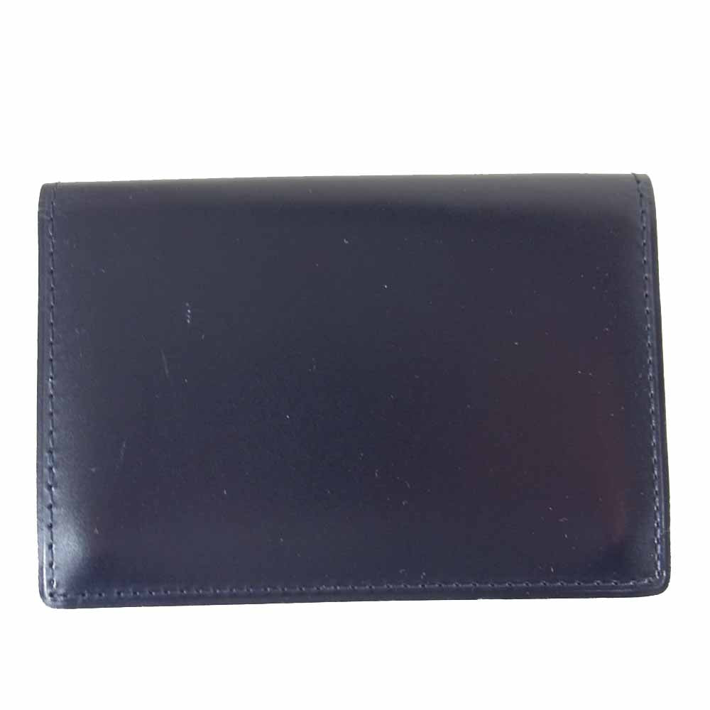GANZO ガンゾ THIN BRIDLE シンブライドル 二層式 カードケース ネイビー系【中古】