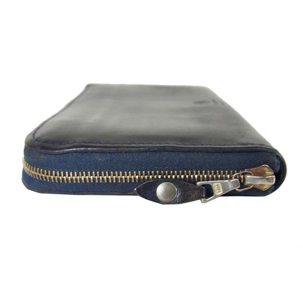GLENROYAL グレンロイヤル レザー ラウンドジップ 長財布 ネイビー系【中古】