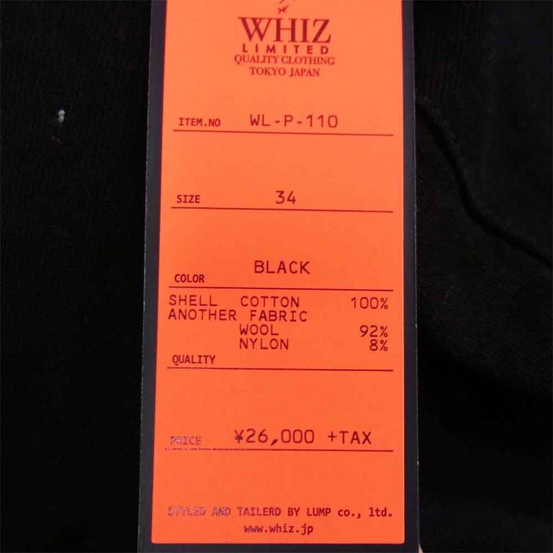 whiz ウィズ WL-P-110 LIMITED リミテッド 5P DENIM PANTS デニム パンツ ブラック系 34【新古品】【未使用】【中古】