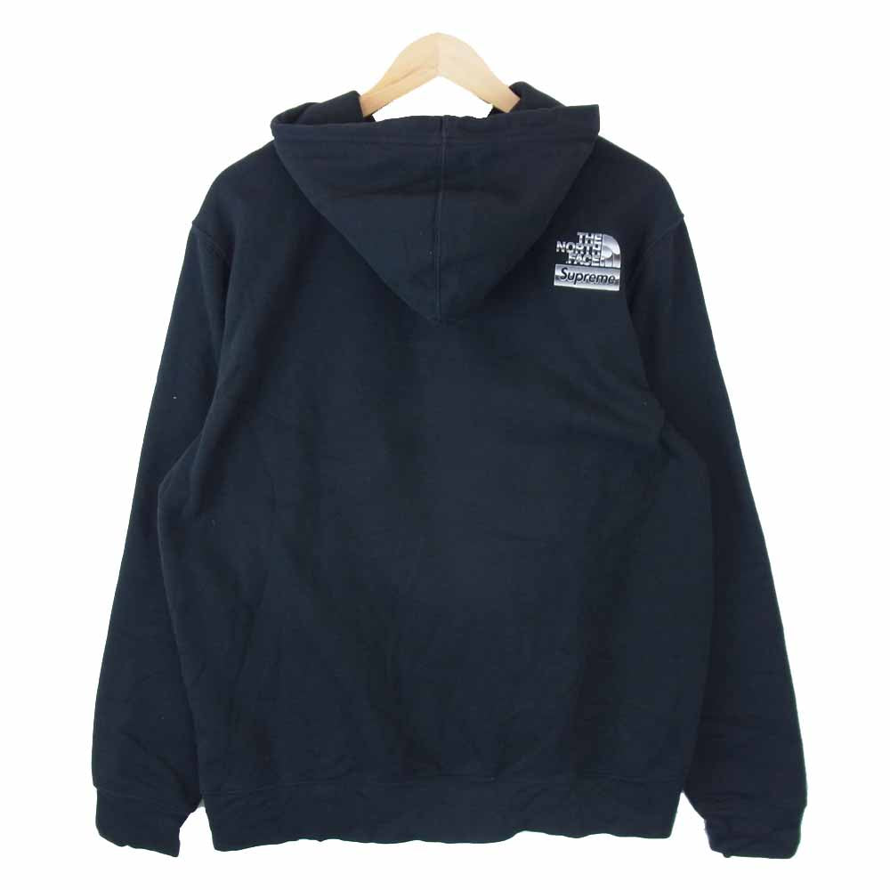 Supreme シュプリーム × ノースフェイス THE NORTH FACE 18SS NT11807I Metallic Logo Hooded Sweatshirt メタリックロゴ パーカー ブラック系 L【中古】