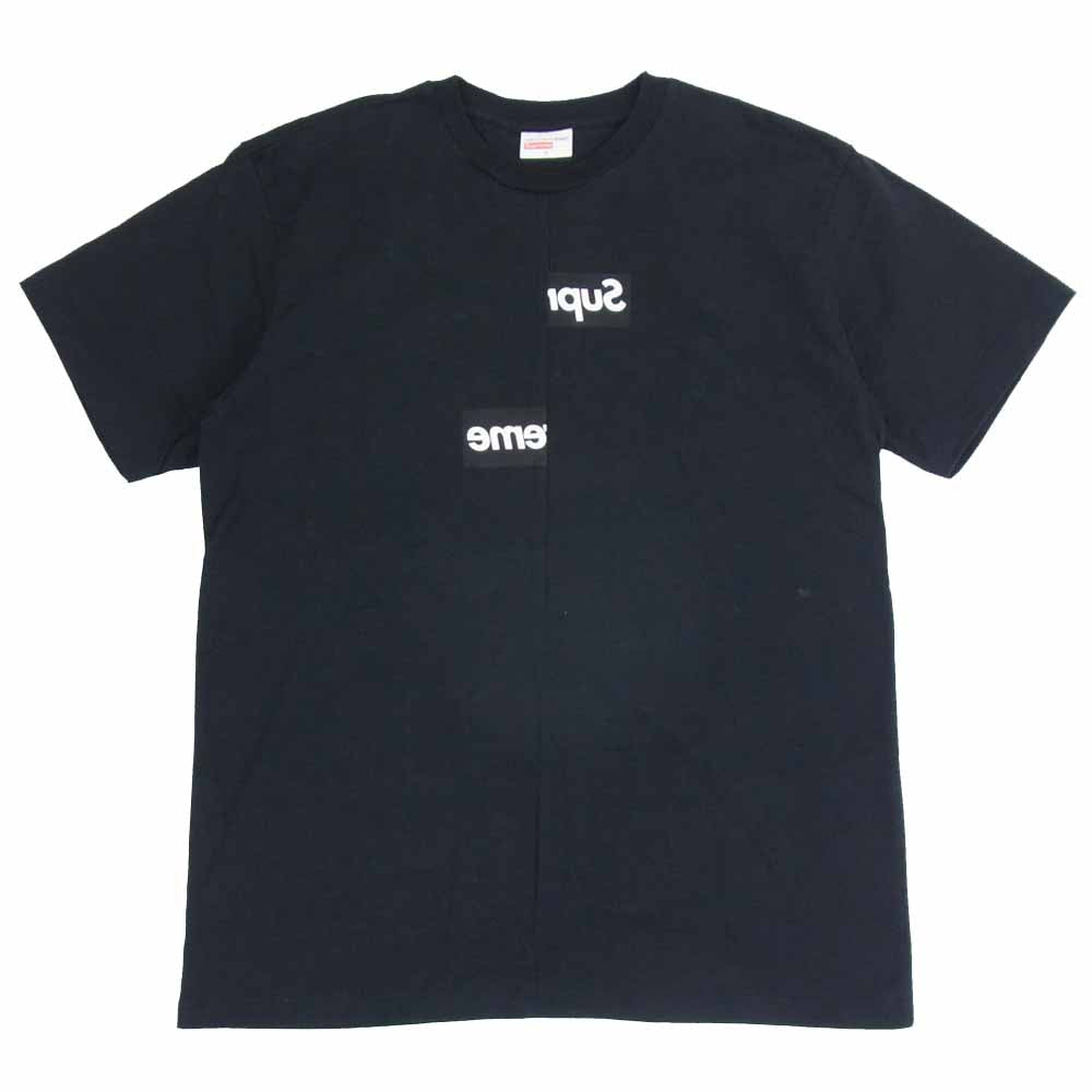 Supreme シュプリーム × コムデギャルソン COMME des GARCONS SHIRT 18AW Split Box Logo Tee スプリット ボックスロゴ Ｔシャツ ブラック系 M【美品】【中古】