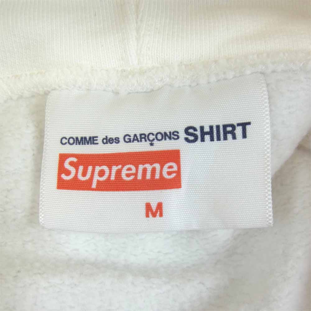 Supreme シュプリーム × コムデギャルソン COMME des GARCONS SHIRT 18AW Split Box Logo Hooded Sweatshirt スプリット ボックスロゴ パーカー ホワイト系 M【美品】【中古】