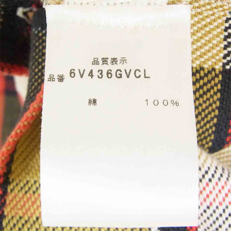 ギットマンブラザーズ 6V436GVCL オープンカラー 開襟 チェック シャツ ベージュ系 S【美品】【中古】