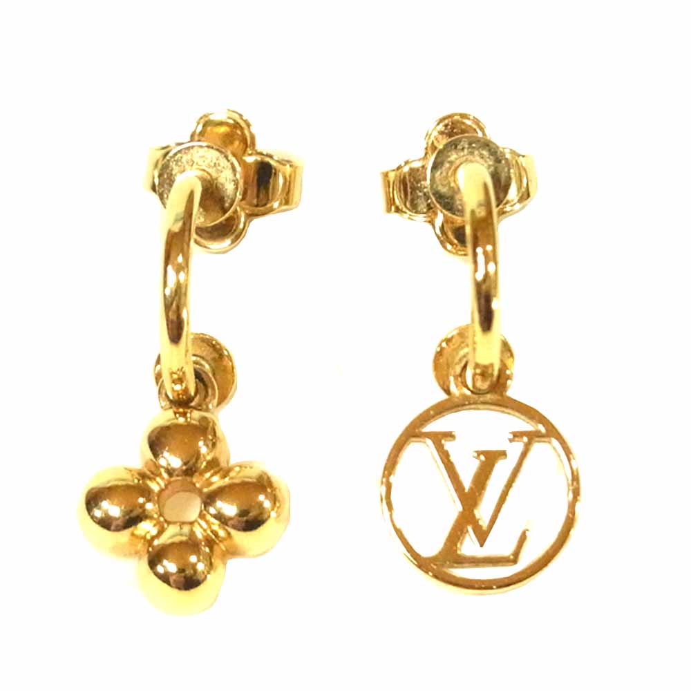 LOUIS VUITTON ルイ・ヴィトン M64859 ブックル ドレイユ ブルーミング ピアス ゴールド系【美品】【中古】