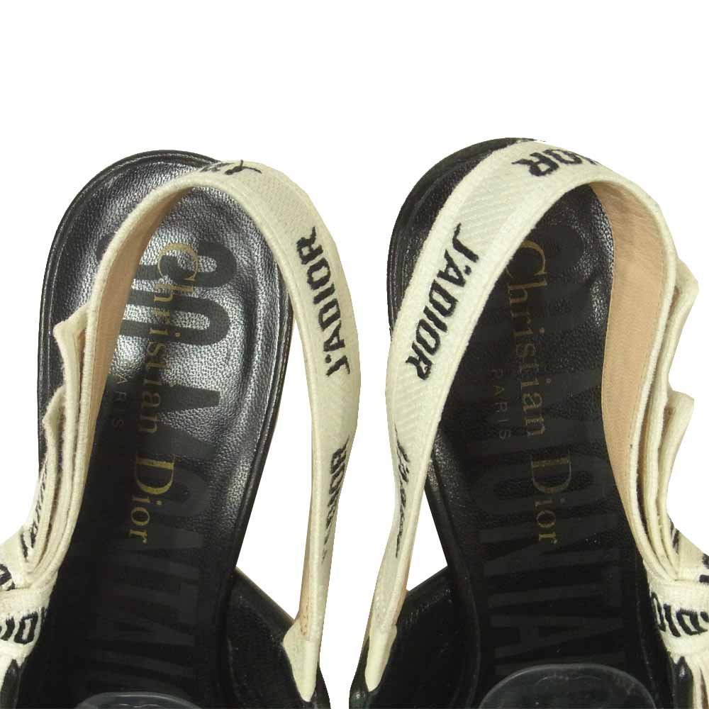 Christian Dior クリスチャンディオール J'Adior ジャディオール スリングバック パンプス ブラック系 ホワイト系 36 D【中古】