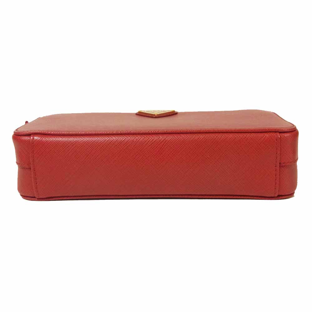 PRADA プラダ 1DH010 チェーン ショルダー バッグ レザー 牛革 レッド系【美品】【中古】