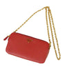 PRADA プラダ 1DH010 チェーン ショルダー バッグ レザー 牛革 レッド系【美品】【中古】