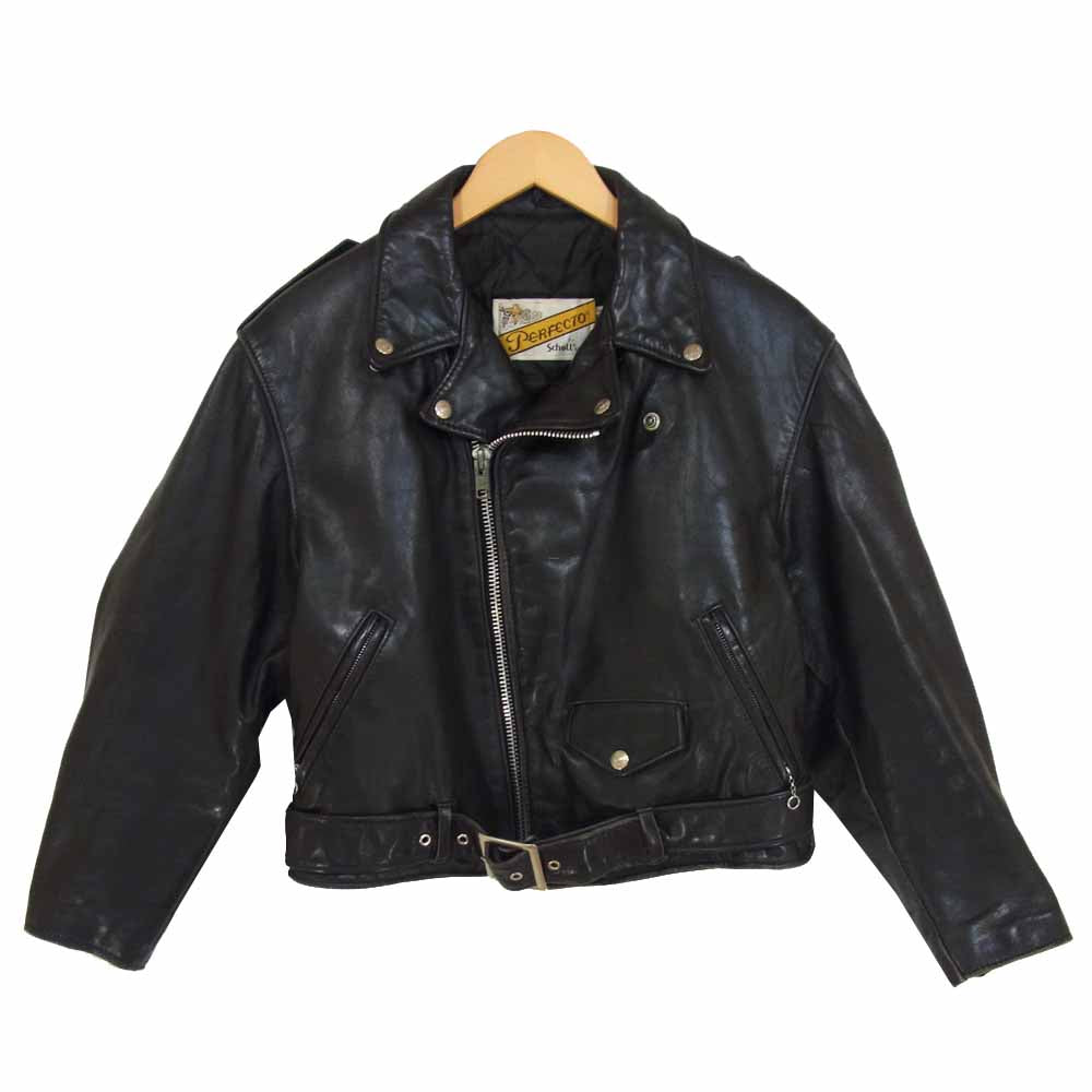 schott ショット PERFECT パーフェクト ダブル ライダース レザー ジャケット ブラック系 12【中古】