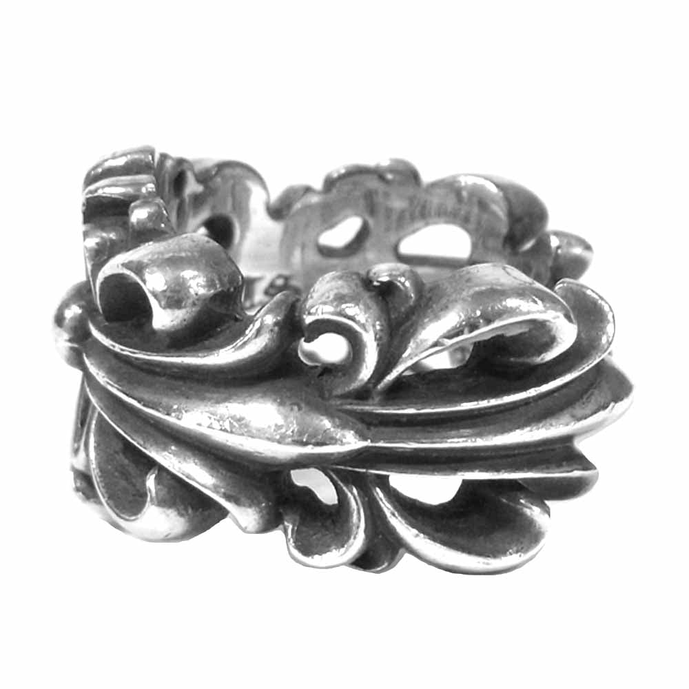 CHROME HEARTS クロムハーツ（原本有） ダブル フローラル クロス リング シルバー925 シルバー系 20号【中古】