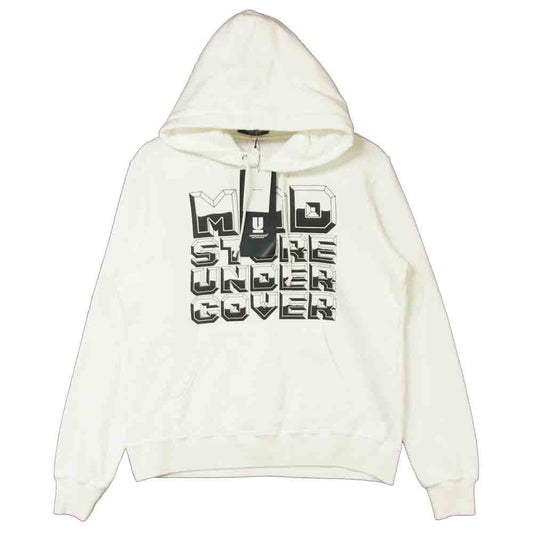UNDERCOVER アンダーカバー MUX9801 ロゴ フード プルオーバー パーカー コットン ホワイト系 2【美品】【中古】