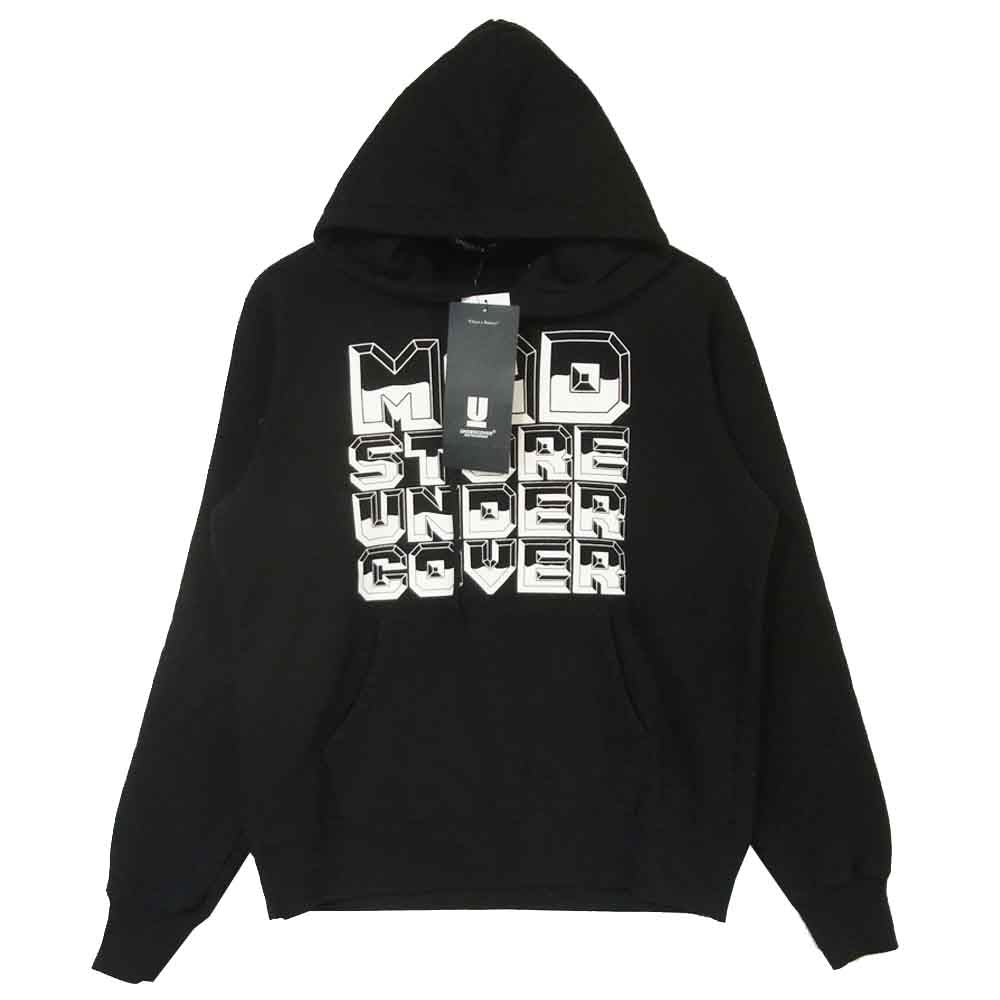 UNDERCOVER アンダーカバー MUX9801 ロゴ フード プルオーバー パーカー 日本製 ブラック系 2【美品】【中古】