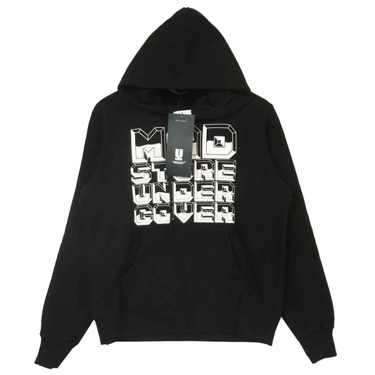 UNDERCOVER アンダーカバー MUX9801 ロゴ フード プルオーバー パーカー 日本製 ブラック系 2【美品】【中古】