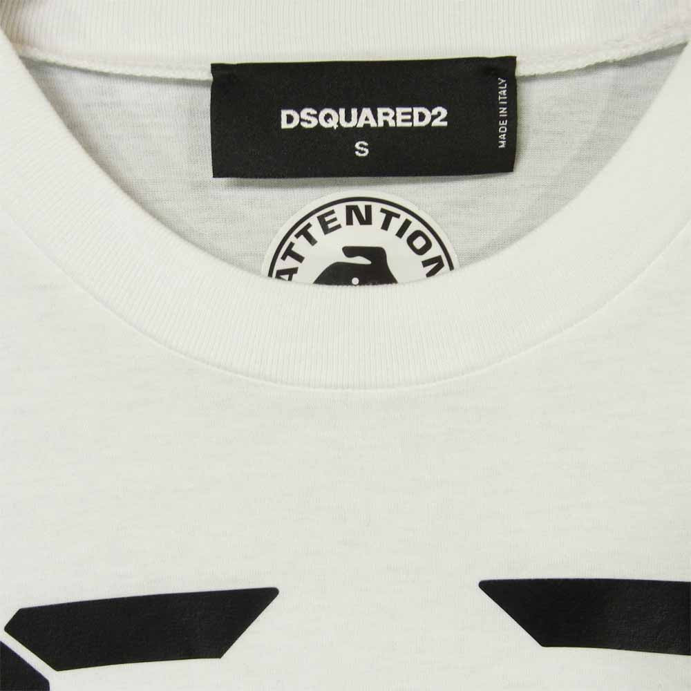 DSQUARED2 ディースクエアード S78GD0046 S22427 95:20 Slouch T-Shirt ロゴ プリント オーバーサイズ ギャザリング 半袖 Tシャツ ホワイト系 S【極上美品】【中古】